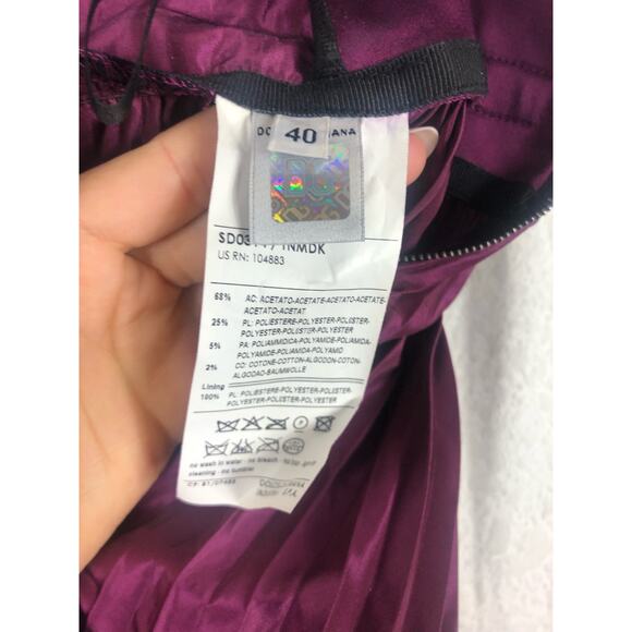 Dolce & Gabbana Purple Pleated Taffeta Knee Length Dress Size 4 Strapless Midi - Picture 6 of 15